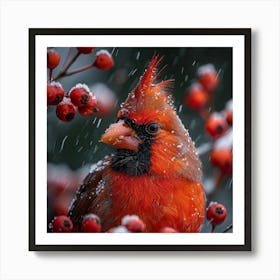 Cardinal In The Snow Art Print