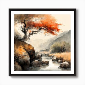 Japanese Landscape Painting (222) Art Print