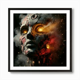 Robot With Glowing Eyes Art Print