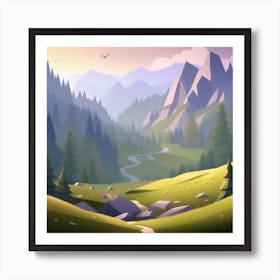 Landscape In The Mountains 2 Art Print