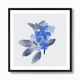 Blue Abstract Watercolor Flowers 1 Art Print