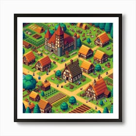 8-bit medieval village 3 Affiche