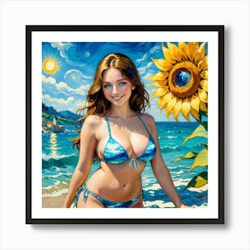 Sunflower Girl fyu Art Print