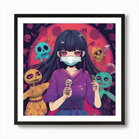 Anime Girl With A Mask Art Print