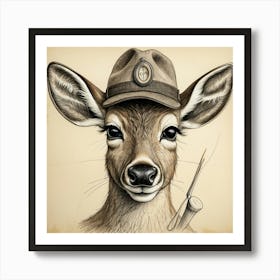 Deer In A Hat 14 Art Print