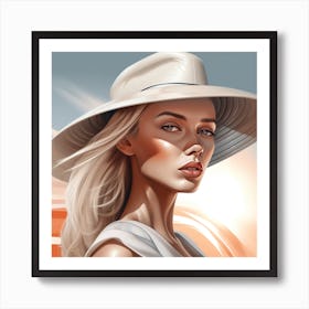 Portrait Of A Woman In A Hat 2 Art Print