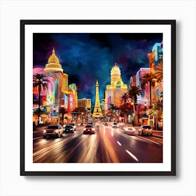 Las Vegas City At Night Art Print