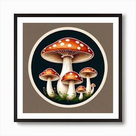 Mushrooms In The Forest 29 Art Print