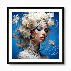 Beautiful Woman With Flowers 1 Art Print