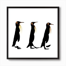 Penguin Trio White Series Square Art Print