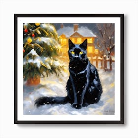 Christmas Cat Art Print