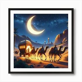 Bedouin Caravan At Night 1 Art Print