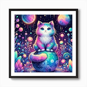 Psychedelic Cat 2 Art Print