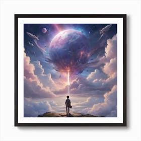 Boy Looking At A Planet Art Print