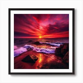 Sunset Over The Ocean 150 Art Print