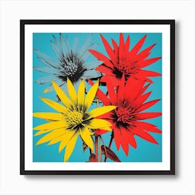 Andy Warhol Style Pop Art Flowers Edelweiss 4 Square Art Print