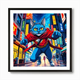 Hero Cat in the City Art Print