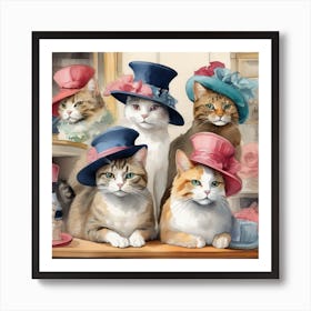 Cats In Hats Art Print