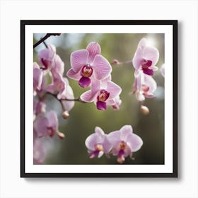 A Blooming Orchid Blossom Tree With Petals Gently Falling In The Breeze 1 Art Print