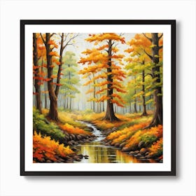 Forest In Autumn In Minimalist Style Square Composition 179 Art Print