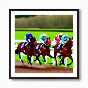 Horses Race On Track In England (23) Art Print