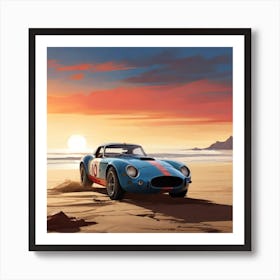 Classic Sports Car On The Beach Art Print