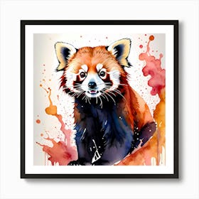 Red Panda Watercolor Art Art Print