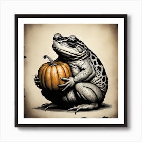 Toad Holding a Pumpkin  Art Print