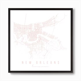 New Orelans Louisiana Light Pink Minimal Street Map Square Art Print