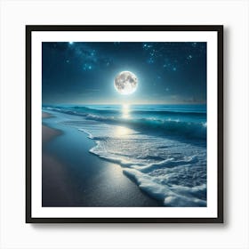 Full Moon Over The Ocean Art Print