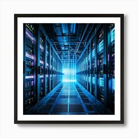 Advanced Data Center Interior Cabling Meticulously Organized In Vibrant Colors Rows Of Servers Wit (7) Art Print