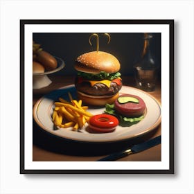 Burger And Fries 18 Art Print