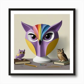 Rainbow Owl Art Print