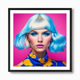 Beautiful Young Woman With Blue Hair Art Print