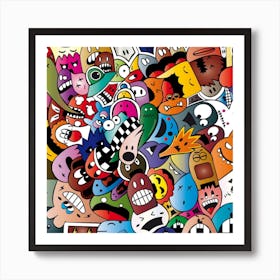 Cartoon Explosion Cartoon Characters Funny Art Print