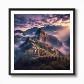 Sunrise At Machu Picchu Art Print