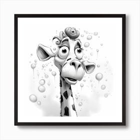 Giraffe With Bubbles Art Print