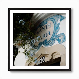 The Blue Tiles Doorframe Cascais Portgual Square Art Print