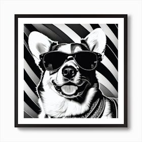 Corgi In Sunglasses 58 Art Print