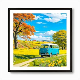 Vw Bus In The Field Art Print