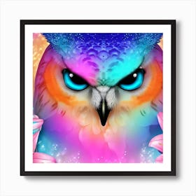 Owl With Flowers 10 Art Print