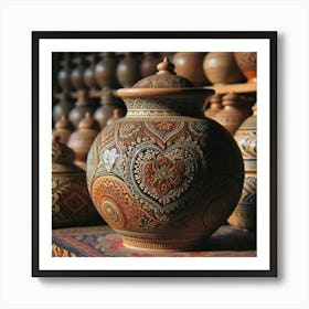 Pottery Vase With Intricate Designs And Patterns (1) Art Print