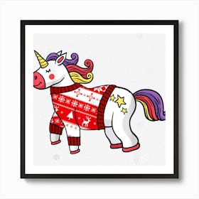 Funny Christmas Unicorn Pajama Snow Gifts For Men Women Xmas Art Print