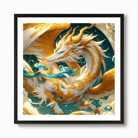 A Golden Dragon In The Galaxies 5 Art Print