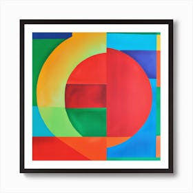 Modern Vibrant Abstract Geometric Painting, Colorful Art, Vintage Vibe Art Print