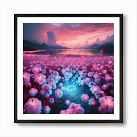 Cotton flowers under neons Art Print