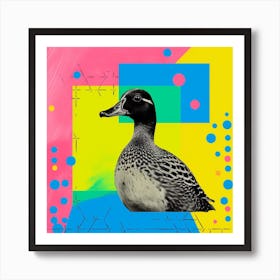 Geometric Colourful Duckling Pattern 3 Art Print