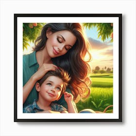 Love of mother and son Art Print