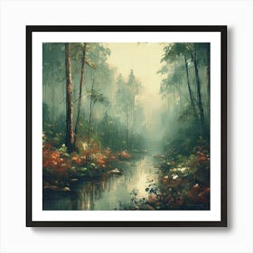 River In The Forest by dee Art Print