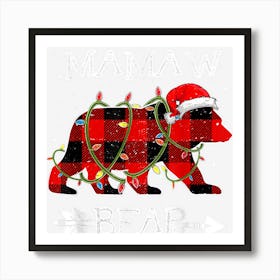 Red Plaid Mamaw Bear Christmas Santa Family Matching Pajamas Art Print